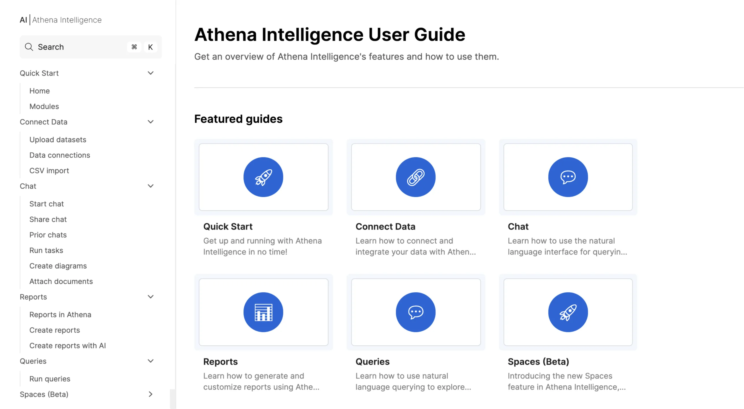 A visual case study showing Athena Intelligence published content on DocsHound. Athena, an enterprise data intelligence SaaS platform, use DocsHound to provide step-by-steps, FAQs, and well designed and laid out automatically created documentation to serve their SaaS userbase.
